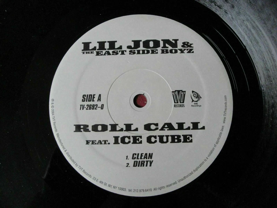 LIL JON & THE EAST SIDE BOYZ "ROLL CALL" FEAT. ICE CUBE 12" VINYL SINGLE TVT EX - Image 3 of 4