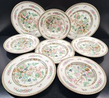 8 Pc Crown Ducal Indian Tree Dinner Plates Soup Bowls Set Vintage Floral MCM Lot