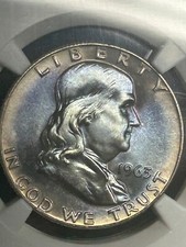1963 D Franklin Half Dollar NGC MS66 Beautifully Toned (NGC Population 121)