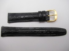 18MM Crocodile Grain Black Men's Watch Band