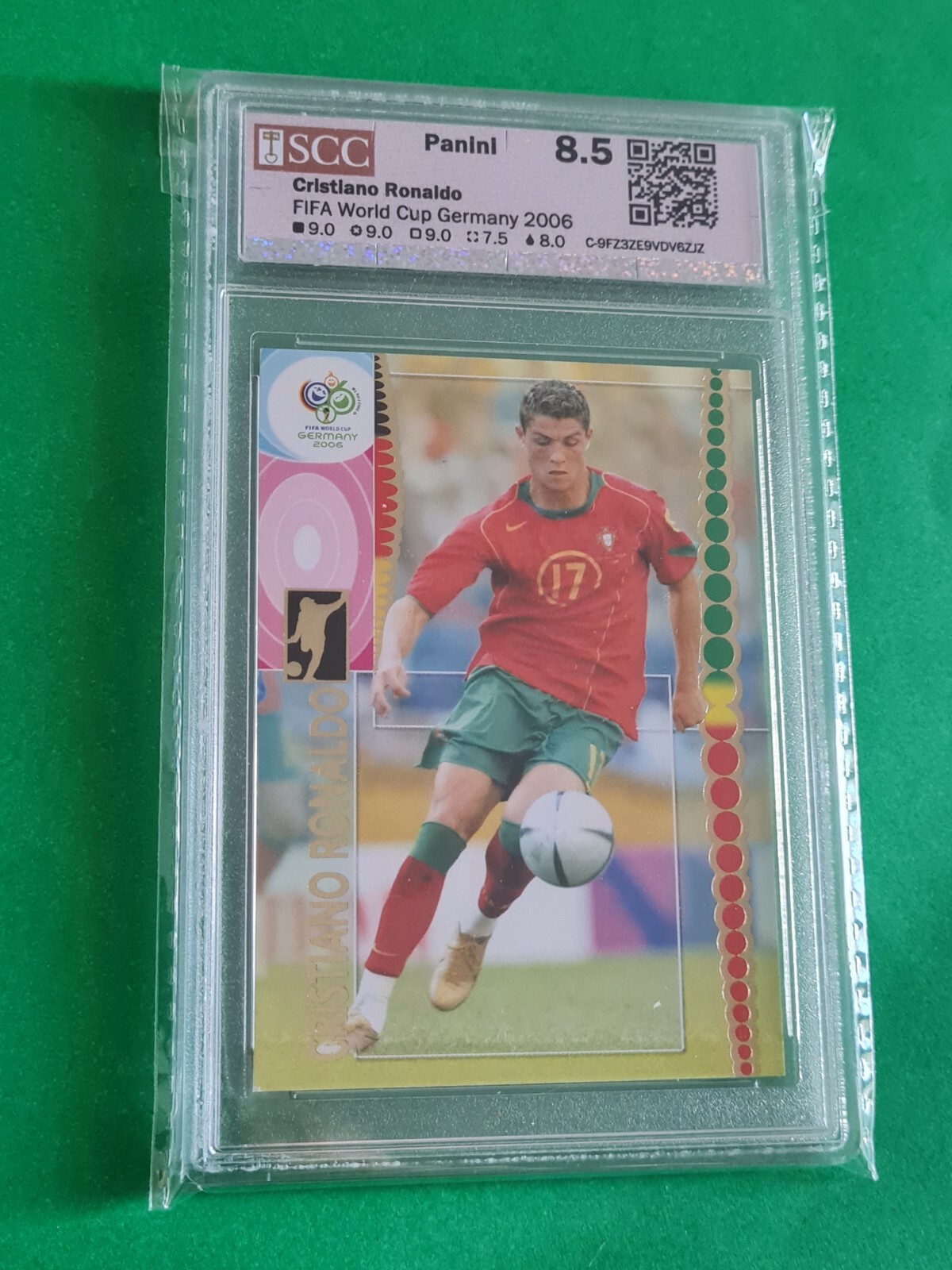 Rookie Portugal card Cristiano Ronaldo WC Germany 2006 Panini 169 SCC 8.5 no PSA