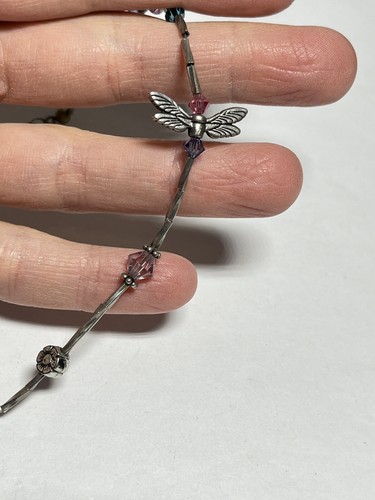Boho Y2K Butterfly Dragonfly Glass Bead Daisy Choker Necklac T1548 - Picture 7 of 9