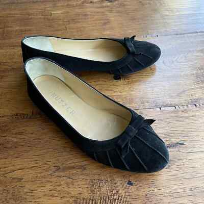 Unutzer Black Suede Bow Ballet Flat 37.5