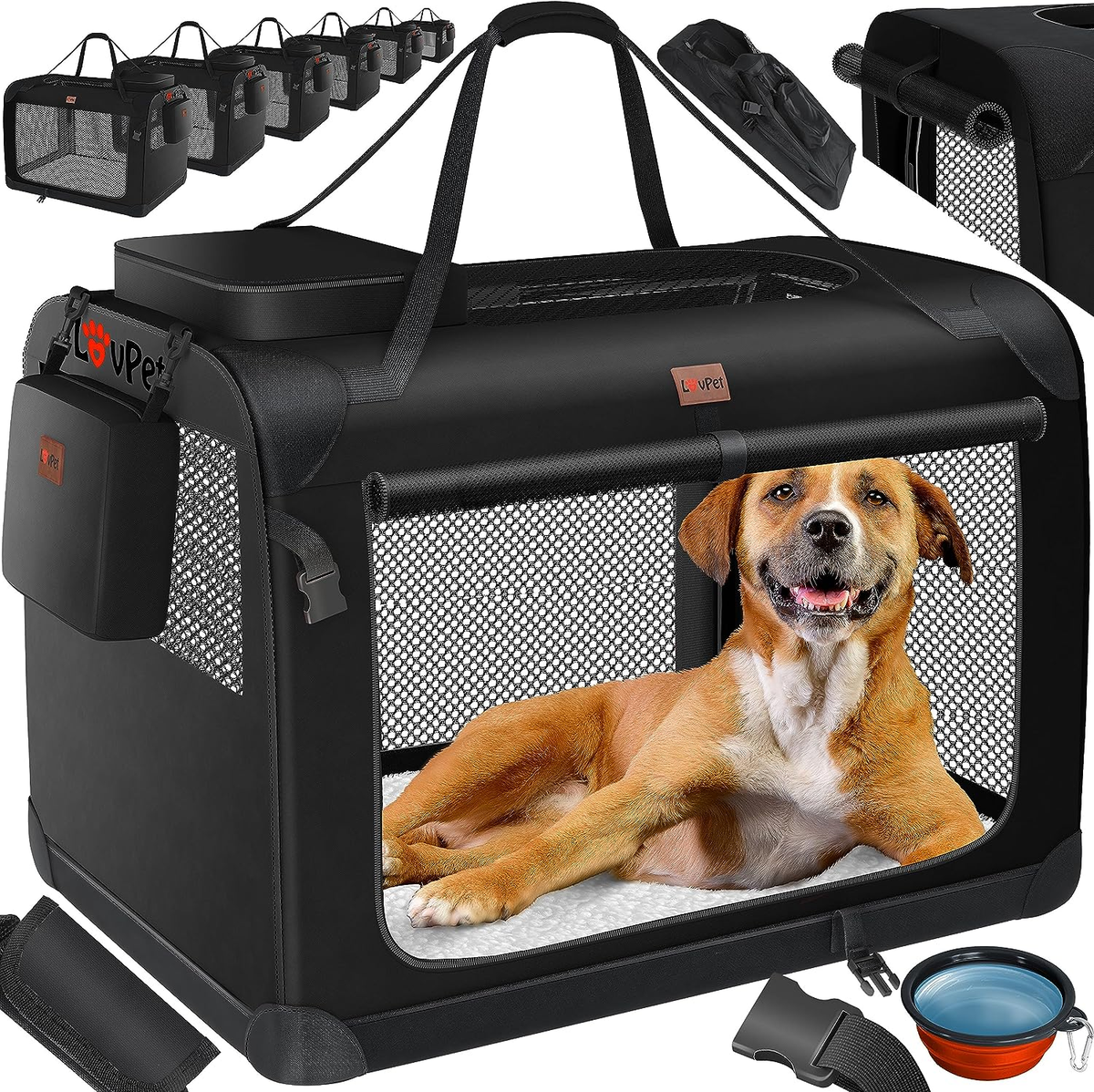 Trasportino Per Cani PetProved Pieghevole - Taglia S 50x35x35cm, Per Auto E Viaggi - Foto 8