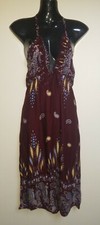 Beautiful Burgundy Summer Dress With Geometric And floral Design