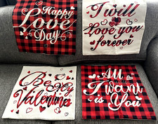 Pillow Covers Set of 4 Valentines Day Love Theme Throw Pillow 18x18 Fast Ship
