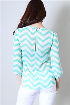 Blouse New York & Company à Manches 3/4 - Rayures Turquoise Et Blanc - Taille S - Neuve Avec étiquettes
