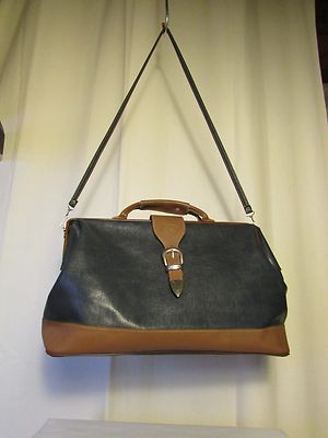 sac vintage KATANA diligence cuir synthétique bleu/taupe