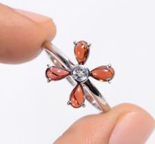 Natural Red Garnet Zircon Gemstone 925 Sterling Silver Handmade Ring 6.5 US Gift