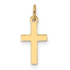 Real 14kt Yellow Gold Polished Solid Cross Pendant
