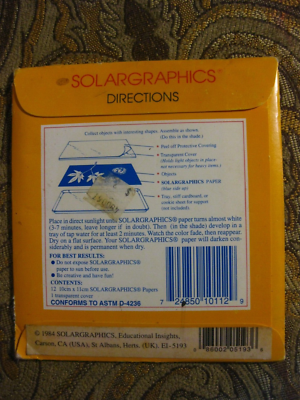 Vintage 1984 Solargraphics Kit~NEW UNOPENED Package~12 Papers | eBay