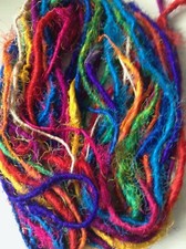 Bag of 10 x 1m (approx.) lengths: silk sari yarn and some banana silk