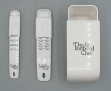 Set of 3 Pampered Chef Adjustable Measuring Cup and 2 Spoons Tablespoon Teaspoon