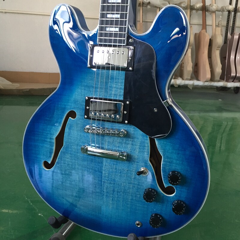 Blue 335 Electric Guitar Semi-Hollow Black Fretboad Mahogany Blue 335 Electric Guitar Semi-Hollow Black Fretboad Mahogany