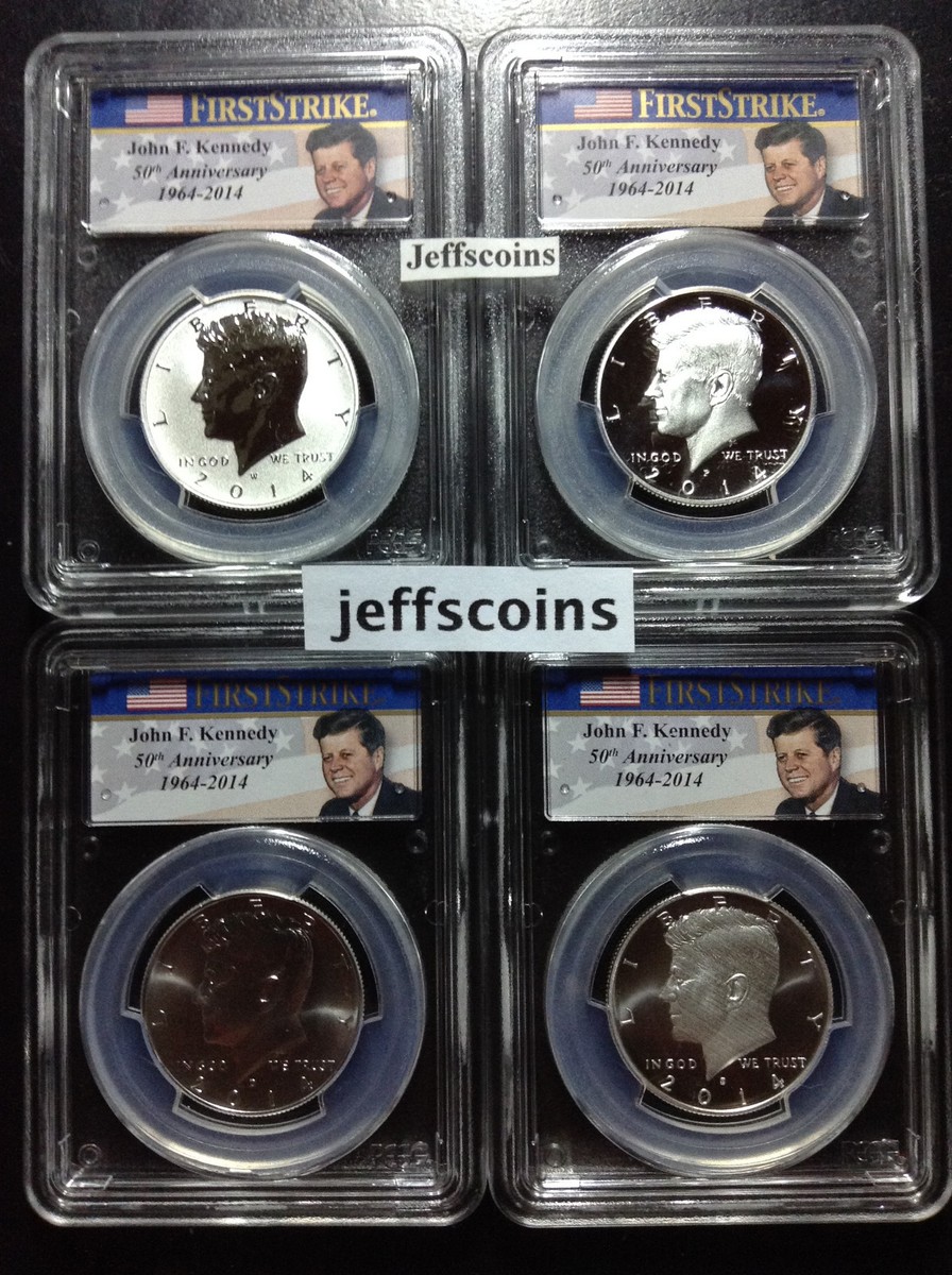 2014 P D S W Silver Kennedy Half PCGS PR70 MS70 4 Coin Set Reverse