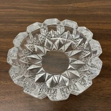 Vintage Crystal Cut Glass Cigar Cigarette Ashtray Trinket Dish 5"