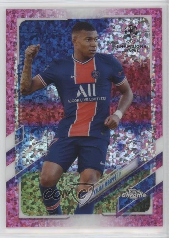 2020 Topps Chrome UCL Pink Mini-Diamond Refractor 19/175 Kylian Mbappe #95 15qg