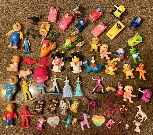 Mixed Lot of 60 Toy Figures Super Mario McDonald’s Disney Trolls Vintage Look!