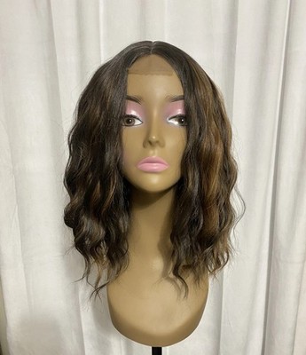 Curly Highlight 1B/30 Wig 2x4 Lace Closure Wavy 14 Inch Synthetic Bob Wig