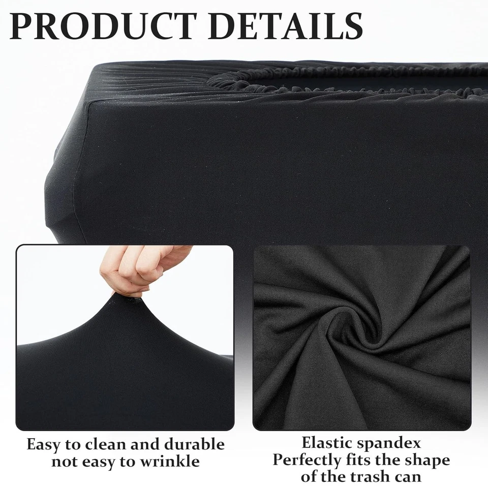 2 Pcs 23 Gallon Black Spandex Stretchable Trash Can Cover Wedding Party Fundrais - Image 3 of 4