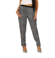 nwt MNG MANGO size Large Animal Print Tapered Leg Pull On Pants Zip Pockets