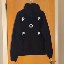 Pop Trading Company Pullover Fleece Hoodie Mens L Black 100% Cotton Streetwear