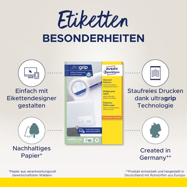 Avery Zweckform Universal-Etiketten, 70 X 36 Mm, Weiß-image