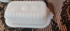 Vintage Hazel Atlas White Milk Glass 1/2 Stick Butter Dish with Lid 1950s #7607