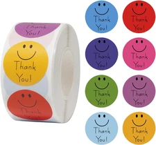 500 Pcs Smiley Thank Pink Navy Red Green Blue Purple Yellow Dark Blue