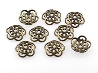 10 Verzierte Perlkappen In Antik Bronze, 12 Mm