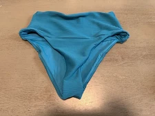 NEW blue ribbed  L SPACE swimsuit bikini bottom size small