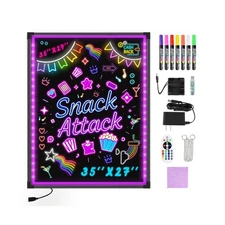 Hosim LED Message Writing Board 35"x27" Illuminated Erasable Neon E... Fast Ship