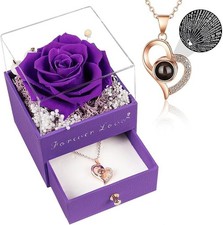 Beferr Rose Gifts for Women Preserved Etermal forever Real Rose with Necklace