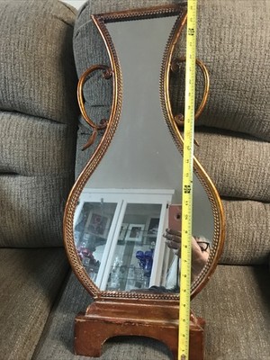 Vintage Wall Mirror Shape Like Vase Metal Frame Could Sit On Dresser