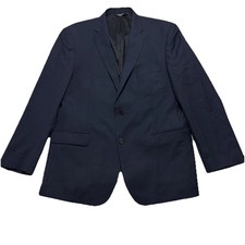 JOS A BANK Men's 46L Navy Blue Check Traveler Blazer Tailored Fit Stretch Wool