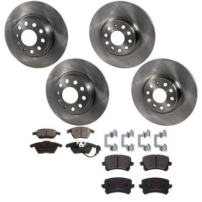 KIT-073024-10097 TRW Brake Disc and Pad Kits 4-Wheel Set Front & Rear for VW
