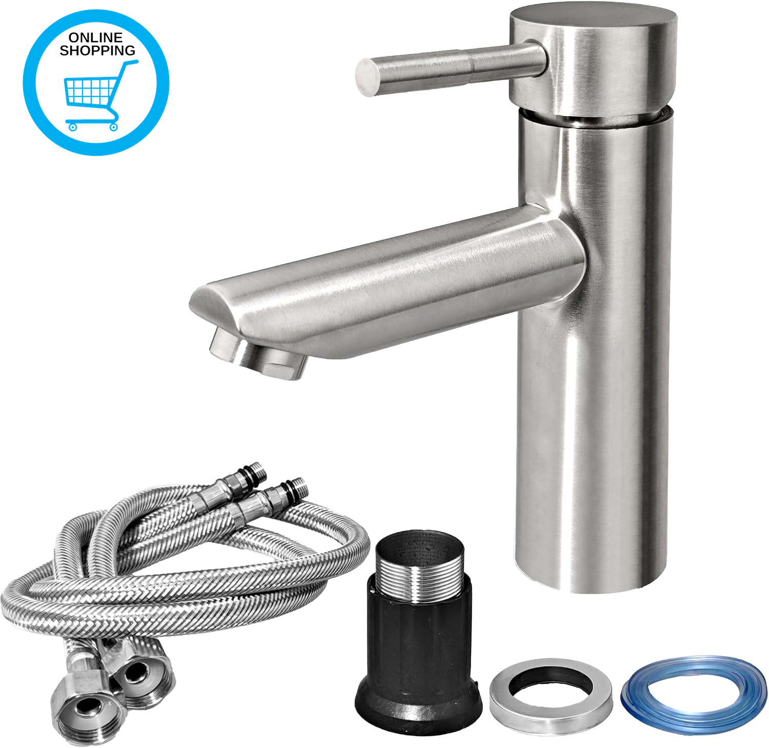 Basin Mixer Tap, Bathroom Sink Mixer Tap, Stainless Steel Basin Taps with UK Sta