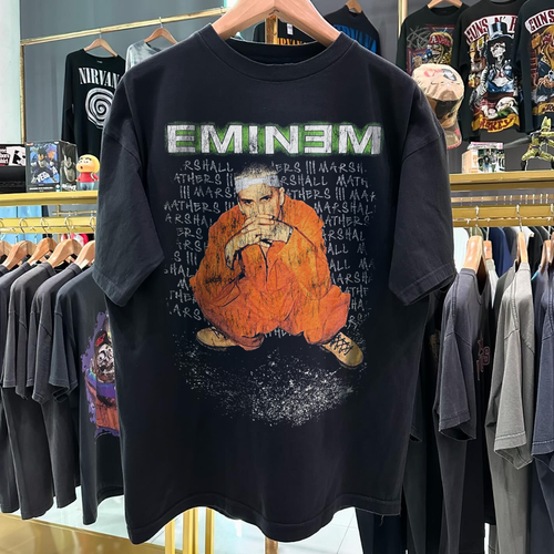 Eminem Rapper T-shirt Retro Style Black Short Sleeve Unisex Tshirt S ...