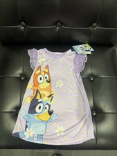 Bluey Toddler Girls Nightgown Pajama Dress Purple Size 2T Flutter Sleeve NWT