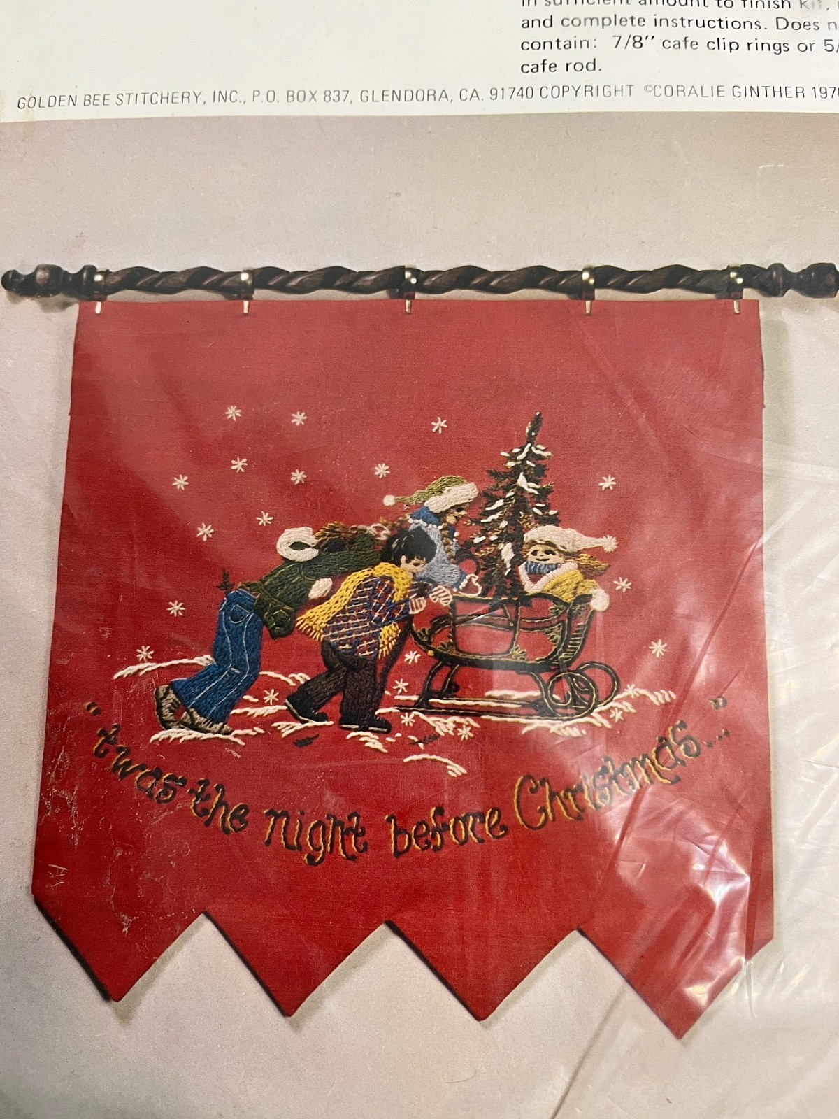 1976 Golden Bee Stitchery Crewel Embroidery Kit - #606 - Christmas Eve - Sealed