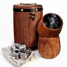 Charred Wooden Bourbon Drinking Glass - Handcrafted Wooden Whiskey Glass Set
