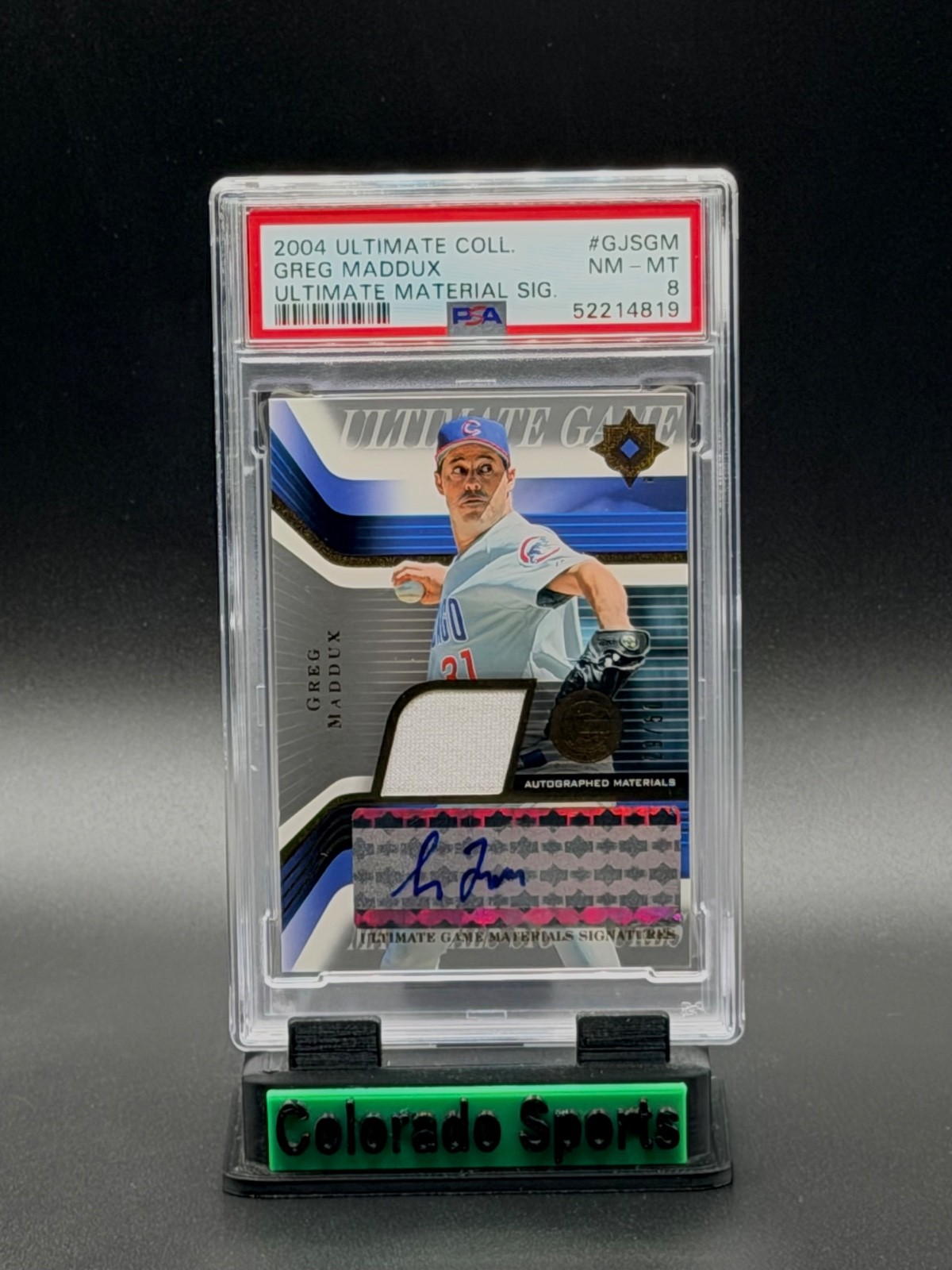 GREG MADDUX 2004 UD Ultimate Game-Worn Patch Autograph 29/50 PSA 8 (pop 1)