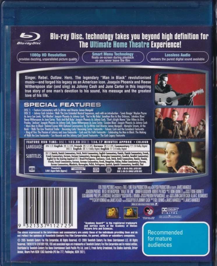 Walk The Line - Region B - Blu-ray - Free Postage - image 2 of 2