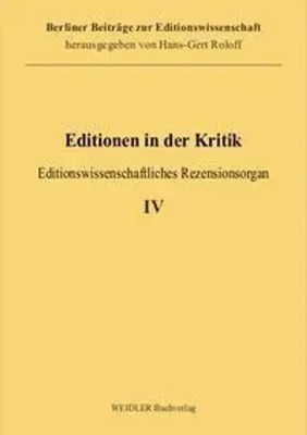Editionen in der Kritik 4 | Hans-Gert Roloff | Taschenbuch | 370 S. | Deutsch