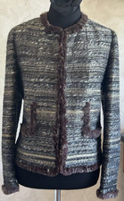 CHANEL Jacket Brown Tweed, Fur Trimmed  Size French 48  US Large