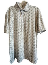 Rhoback Mens White Angler Fishing Lure Print Golf Polo Shirt Size Large