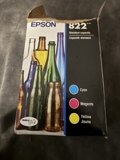 Genuine Epson 822 T822520 Ink Jet Cartridge Cyan Magenta Yellow EXP 09/2028