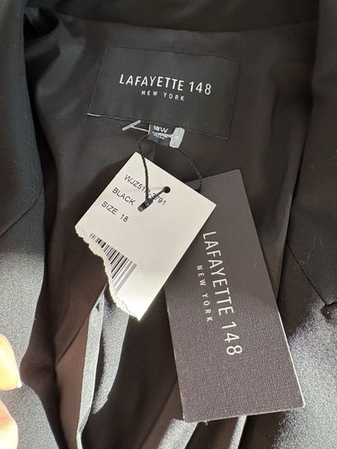 NUEVO Blazer Chaqueta Cápsula Armario Lafayette 148 Plus Talla 18 Negro Lana Elástica - Imagen 10 de 12