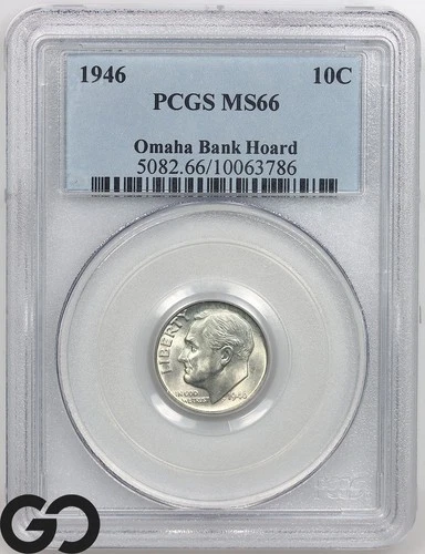 1946 Roosevelt Dime PCGS MS 66 Omaha Bank Hoard