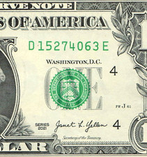 Complete Broken Ladder 0-7 Fancy Serial Number One Dollar Bill D15274063E 2021